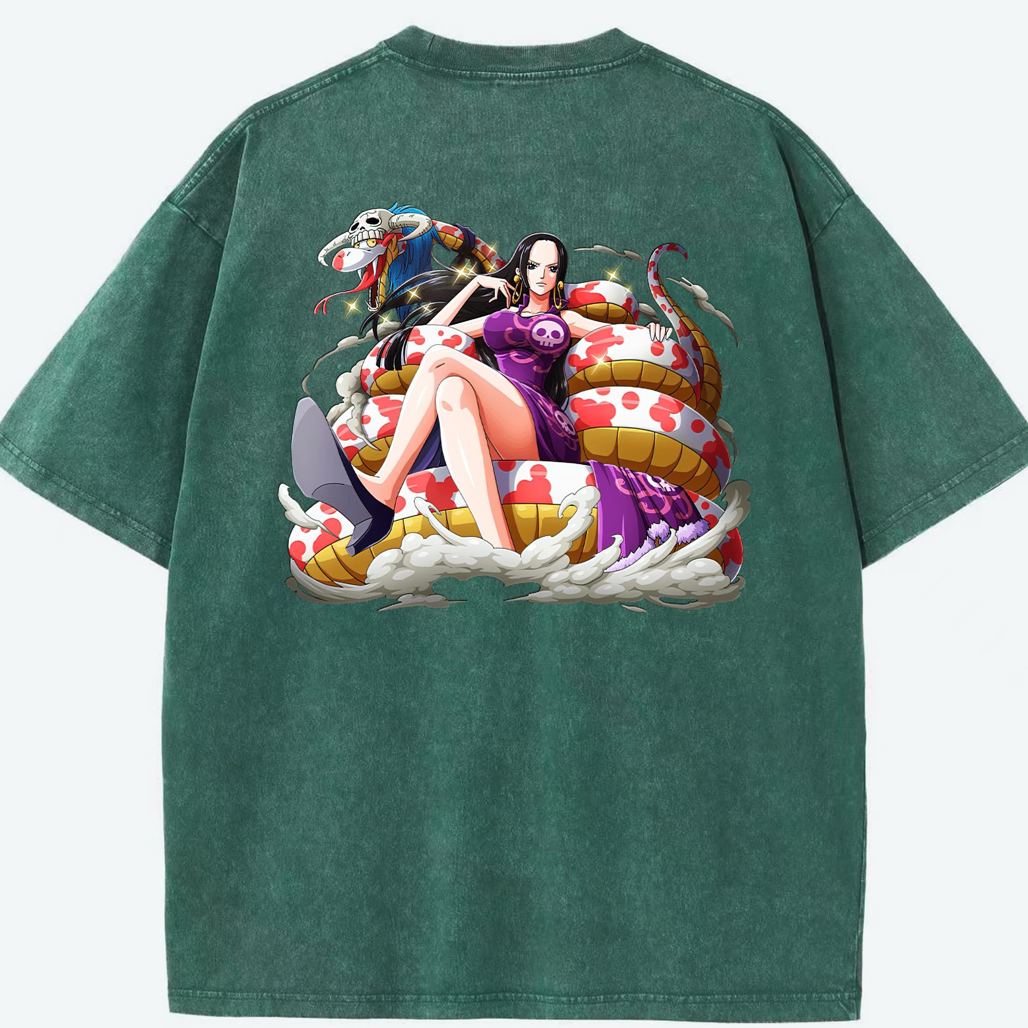 ワンピース ボア・ハンコック ONE PIECE Boa·Hancock 綿100% ヴィンテージ風 半袖Tシャツ（背面プリント）